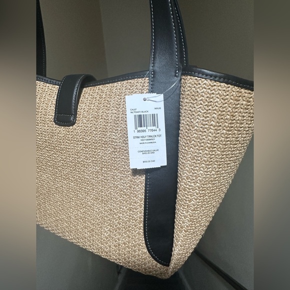 Coach Straw Hadley Turnlock Tote Bag - Picture 4 of 10
